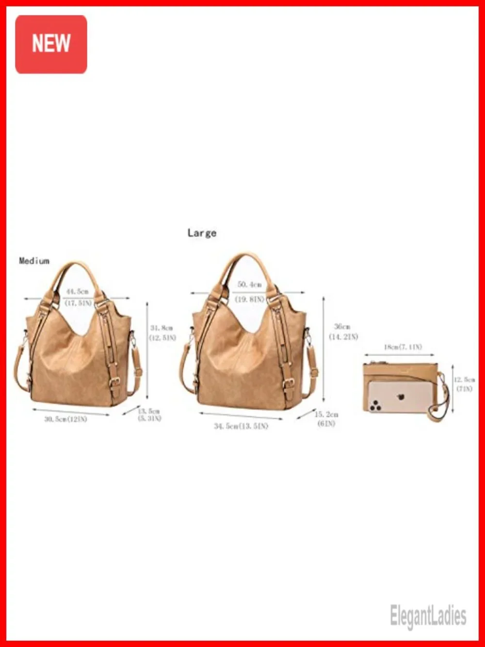 PU Leather Hobo Tote Bag with Adjustable Shoulder Strap